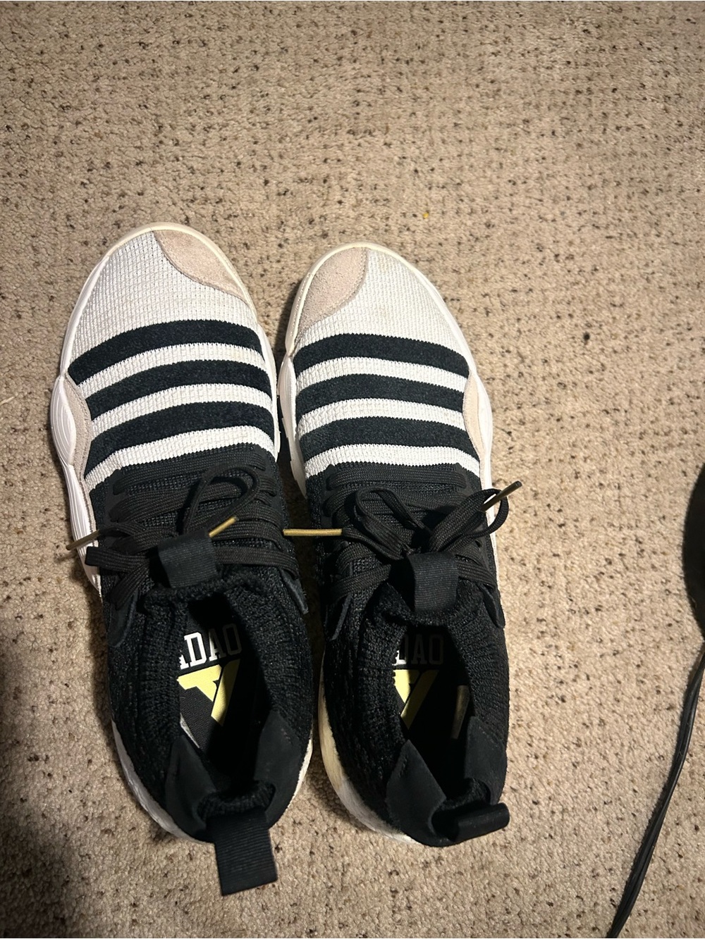 Men’s adidas Black and White Striped Athletic Sneakers